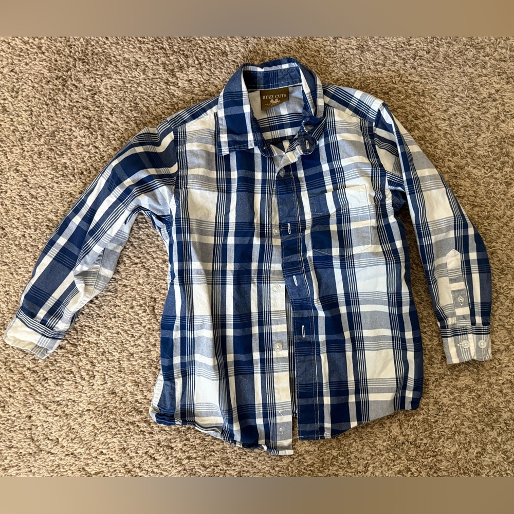 Boys Buzz Kuts Western Style Plaid Shirt size M 5/6